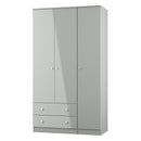 Yarmouth Tall Triple 2 Drawer Wardrobe in Uniform Grey & Dusk Grey - Ready Assembled
