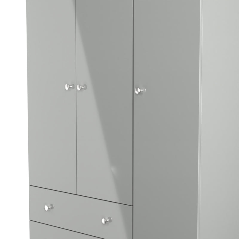 Yarmouth Tall Triple 2 Drawer Wardrobe in Uniform Grey & Dusk Grey - Ready Assembled