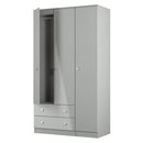 Yarmouth Tall Triple 2 Drawer Wardrobe in Uniform Grey & Dusk Grey - Ready Assembled