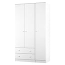 Yarmouth Tall Triple 2 Drawer Wardrobe in White & White Matt - Ready Assembled