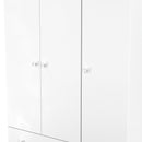 Yarmouth Tall Triple 2 Drawer Wardrobe in White & White Matt - Ready Assembled