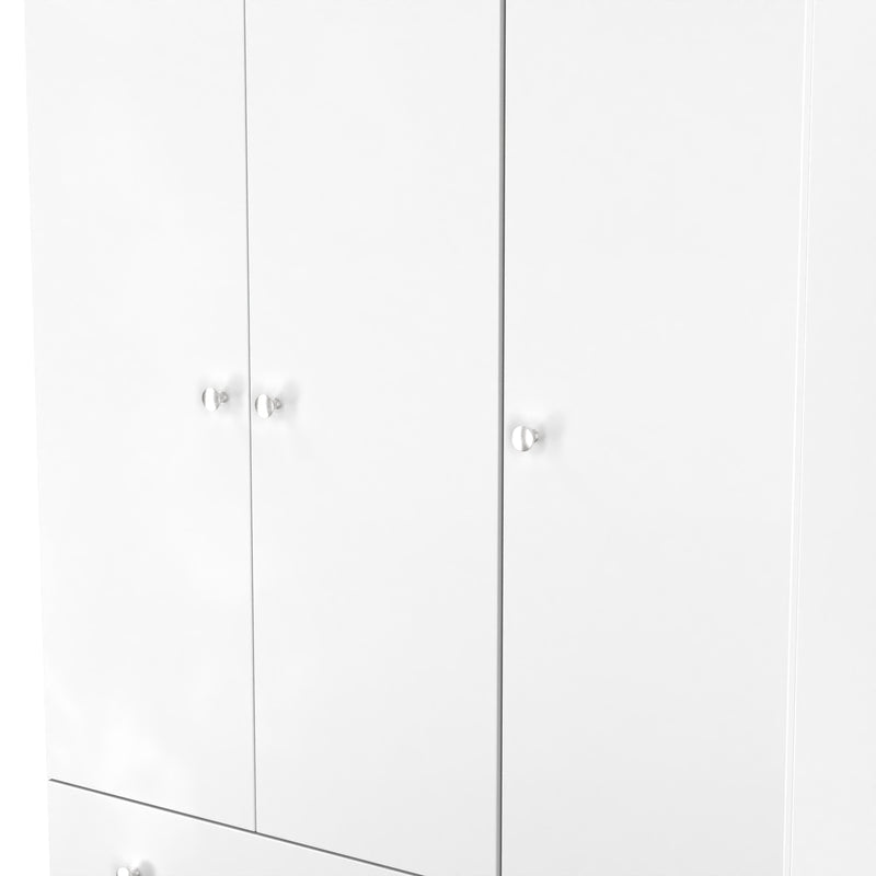 Yarmouth Tall Triple 2 Drawer Wardrobe in White & White Matt - Ready Assembled