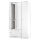 Yarmouth Tall Triple 2 Drawer Wardrobe in White & White Matt - Ready Assembled