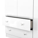 Yarmouth Tall Triple 2 Drawer Wardrobe in White & White Matt - Ready Assembled