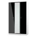 Yarmouth Tall Triple Mirrored Wardrobe in Black & White Matt - Ready Assembled
