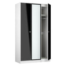 Yarmouth Tall Triple Mirrored Wardrobe in Black & White Matt - Ready Assembled