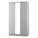 Yarmouth Tall Triple Mirrored Wardrobe in Uniform Grey & Dusk Grey - Ready Assembled