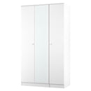 Yarmouth Tall Triple Mirrored Wardrobe in White & White Matt - Ready Assembled