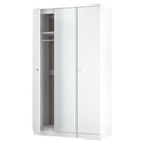 Yarmouth Tall Triple Mirrored Wardrobe in White & White Matt - Ready Assembled