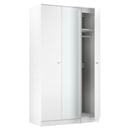 Yarmouth Tall Triple Mirrored Wardrobe in White & White Matt - Ready Assembled