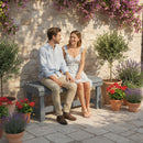 Outsunny Wooden Garden Bench, 2 Seater Slatted Outdoor Bench, Grey