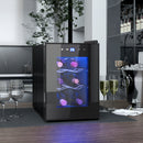 HOMCOM Mini Beer And Wine Fridge, 6 Bottle, With Glass Door, Touch Screen
