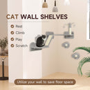 PawHut 3PCs Corner Design Cat Wall Shelves Furniture, Light Grey