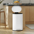 HOMCOM Slim Rectangular Pedal Bin With Soft-Close Lid, 30L Kitchen Bin White