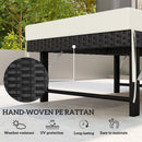 Outsunny Folding Rattan Sun Lounger with Adjustable Back, Cushion, Black