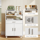HOMCOM Kitchen Trolley with Wheels, Modern Mobile Microwave Stand, White