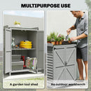 Outsunny Wooden Garden Shed, Garden Tool Storage Shed, Grey