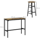 HOMCOM 5 Piece Bar Set, Industrial Kitchen and Chair Set Rustic Brown