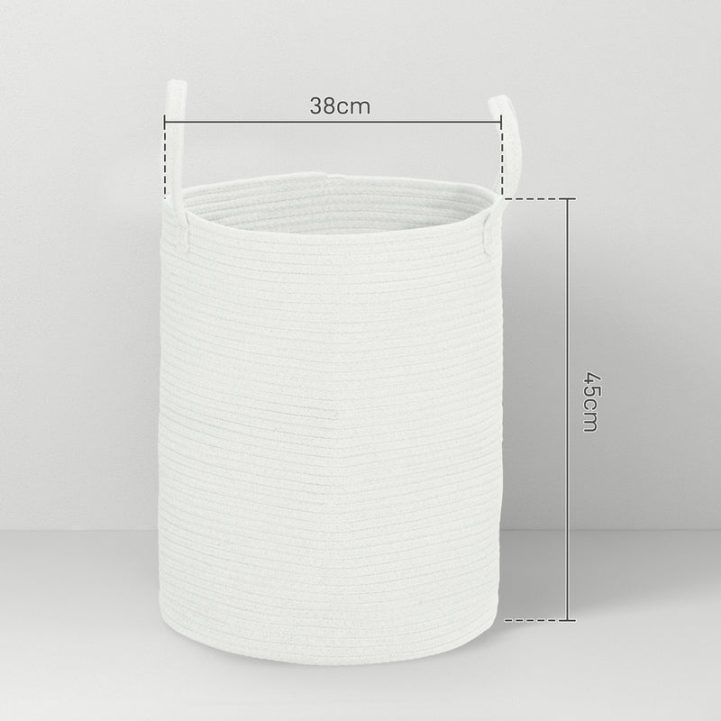 HOMCOM 36L Cotton Rope Laundry Basket With Handles For Pillows Clothes Grey/Cream