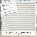 HOMCOM 36L Cotton Rope Laundry Basket With Handles For Pillows Clothes Grey/Cream