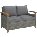 Outsunny Rattan Garden Sofa With Cushioned Wide Seats Dark Grey