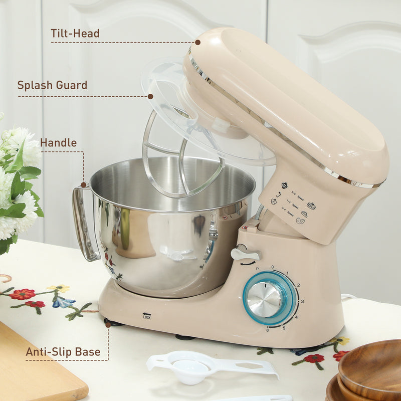 HOMCOM Electric Stand Mixer, 4.5L Food Mixer with Dough Hook, Whisk