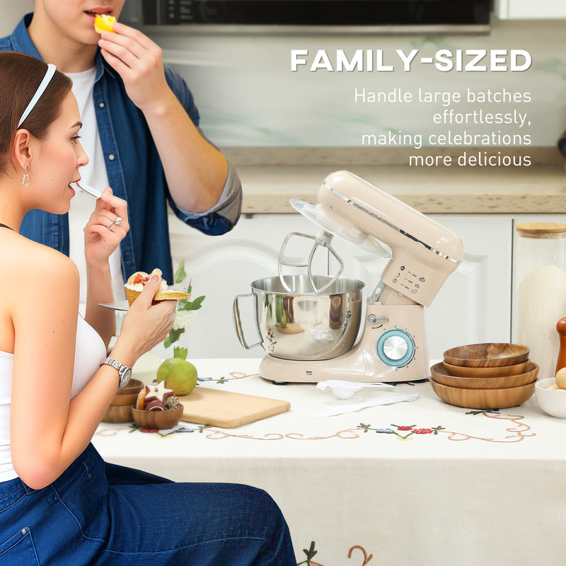 HOMCOM Electric Stand Mixer, 4.5L Food Mixer with Dough Hook, Whisk