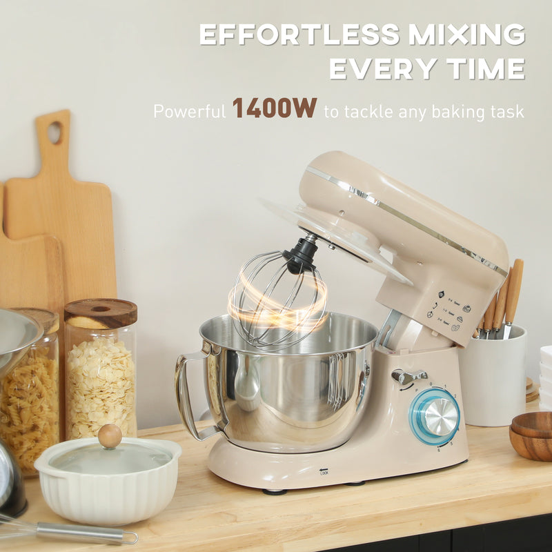 HOMCOM Electric Stand Mixer, 4.5L Food Mixer with Dough Hook, Whisk