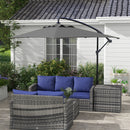 Outsunny 3 m Cantilever Parasol with Cross Base, Crank Handle, 6 Ribs