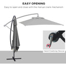 Outsunny 3 m Cantilever Parasol with Cross Base, Crank Handle, 6 Ribs
