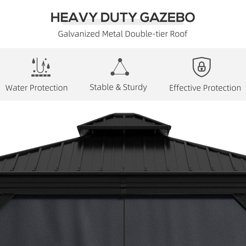 Outsunny 3 X 3.7m Aluminium Hardtop Gazebo Canopy 2 Tier Roof
