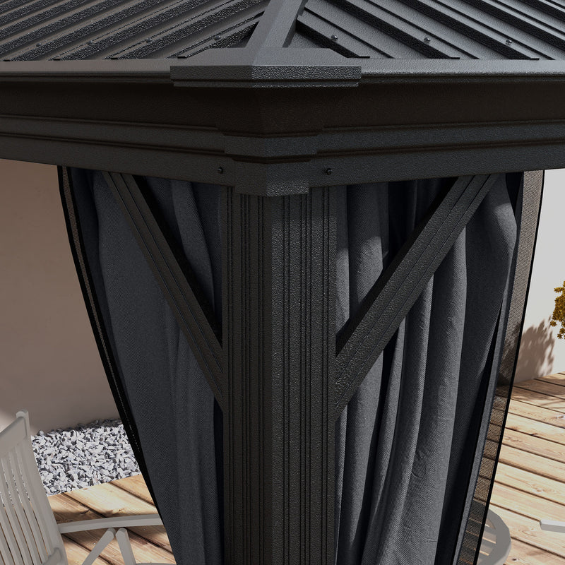 Outsunny 3 X 3.7m Aluminium Hardtop Gazebo Canopy 2 Tier Roof