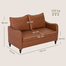 HOMCOM Two-Seater Sofa, Modern Small Sofa with Solid Wood Legs