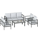 Outsunny Aluminium Garden Furniture Sofa Set With Olefin Cushions, Dark Grey