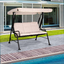 Outsunny Steel Frame 3-Seater Outdoor Garden Swing Chair w/ Canopy Beige