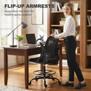 HOMCOM Mesh Painting Chair, Rolling Desk Chair With Flip-up Armrests, Black