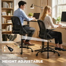 HOMCOM Mesh Painting Chair, Rolling Desk Chair With Flip-up Armrests, Black