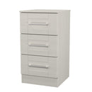Malton Ready Assembled 3 Drawer Bedside Cabinet in Grey Ash