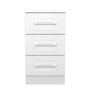 Malton Ready Assembled 3 Drawer Bedside Cabinet in White Ash