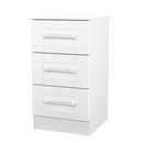 Malton Ready Assembled 3 Drawer Bedside Cabinet in White Ash