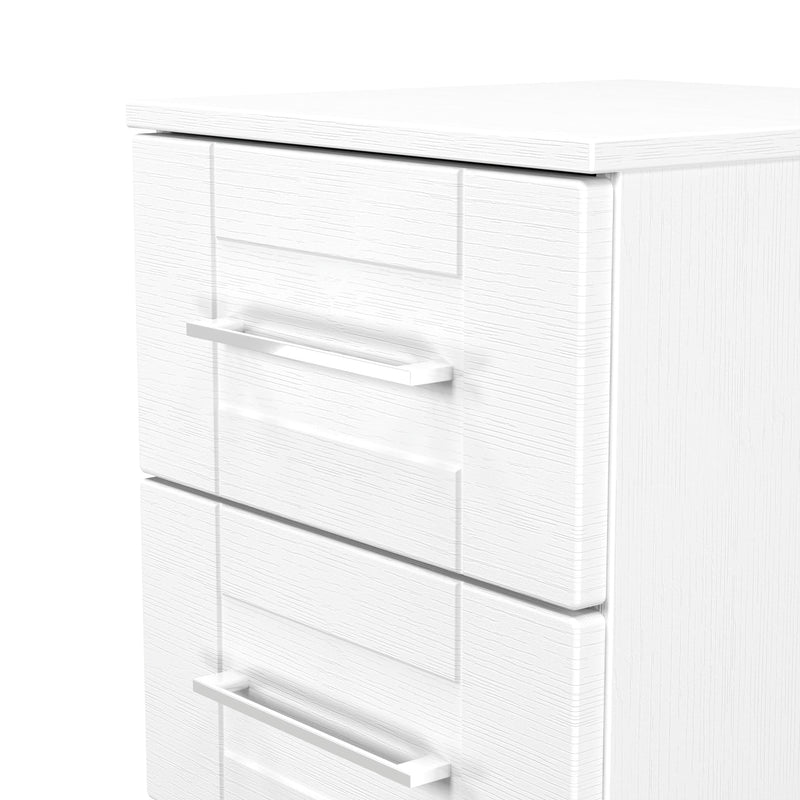 Malton Ready Assembled 3 Drawer Bedside Cabinet in White Ash