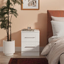 Malton Ready Assembled 2 Drawer Bedside Cabinet in White Ash