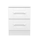 Malton Ready Assembled 2 Drawer Bedside Cabinet in White Ash