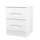 Malton Ready Assembled 2 Drawer Bedside Cabinet in White Ash