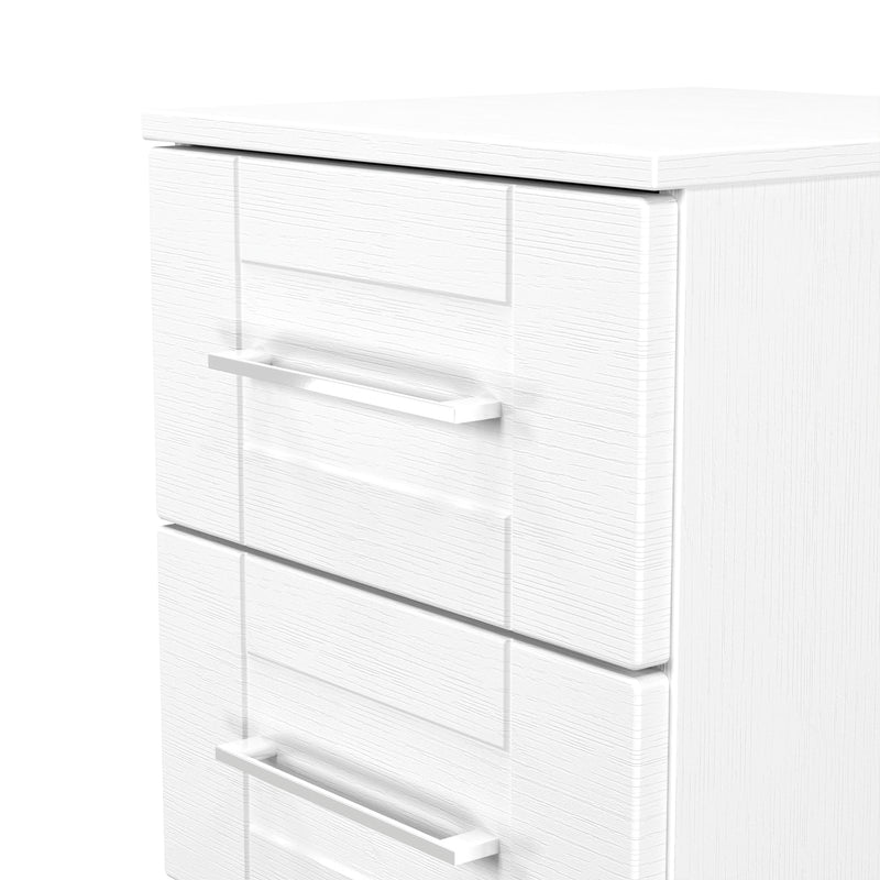 Malton Ready Assembled 2 Drawer Bedside Cabinet in White Ash