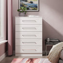 Malton Ready Assembled 5 Drawer Chest in White Ash