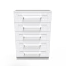 Malton Ready Assembled 5 Drawer Chest in White Ash