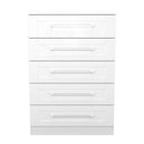 Malton Ready Assembled 5 Drawer Chest in White Ash