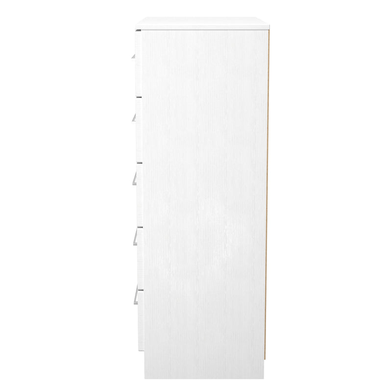 Malton Ready Assembled 5 Drawer Chest in White Ash