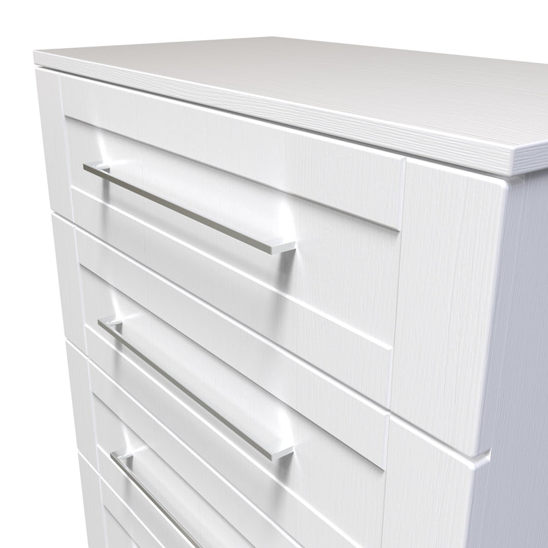 Malton Ready Assembled 5 Drawer Chest in White Ash